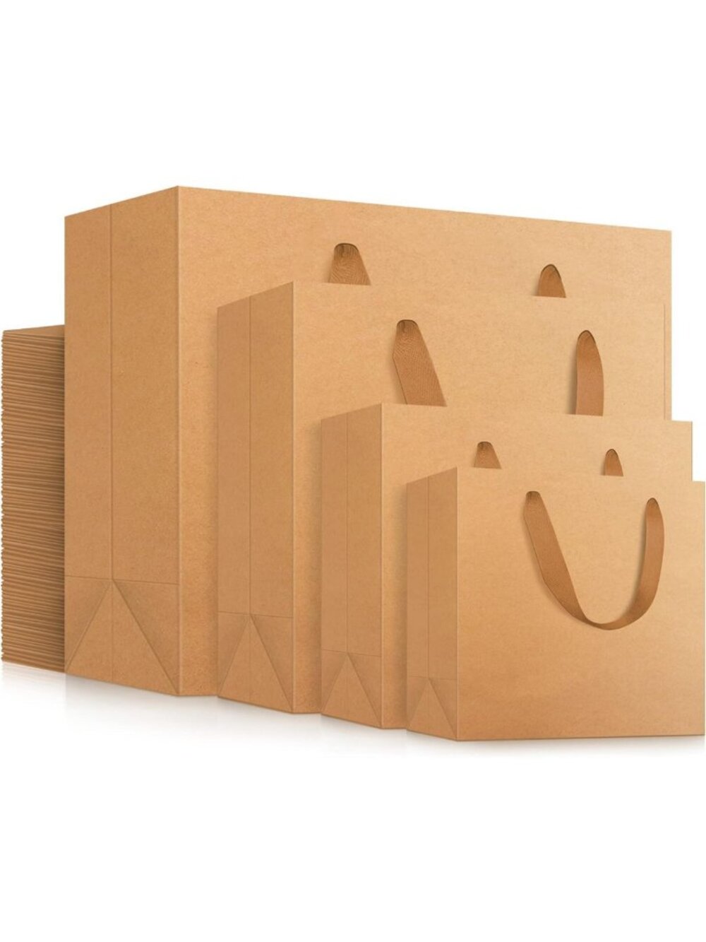 EUSOAR Kraft Handled Paper Bags, Kraft Paper Bags with Handles 4 Sizes